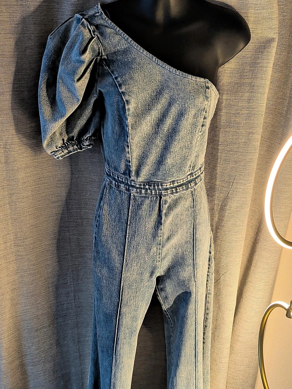 Blue Denim-Look Jumpsuit
